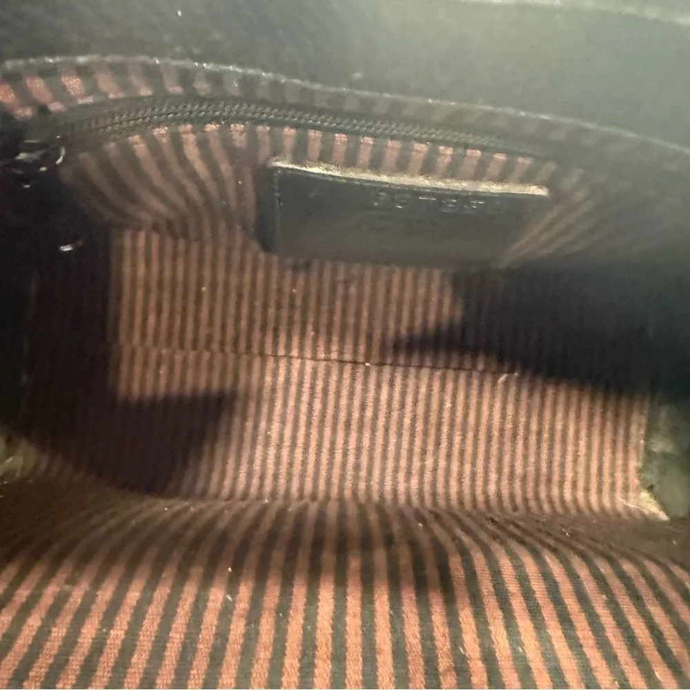 BRIGHTON Womens Black & Brown LEATHER SHOULDER BAG W/card Holder Croc Embossed